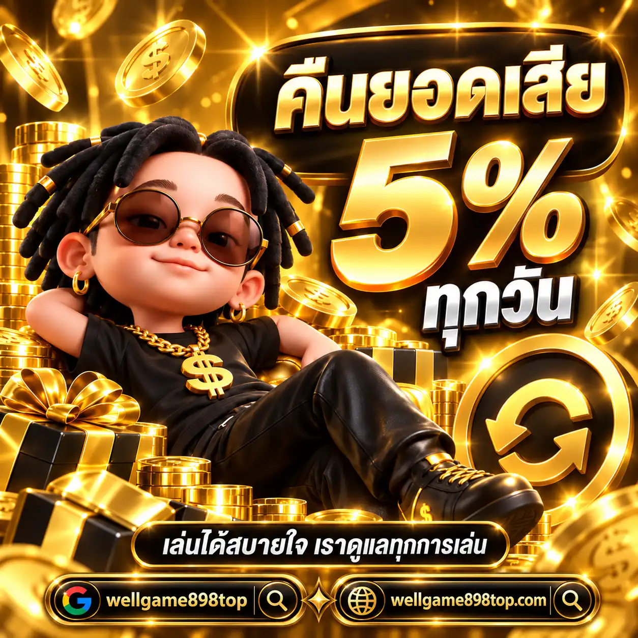 WELLGAME898 คืนยอดเสีย 5% ทุกวัน